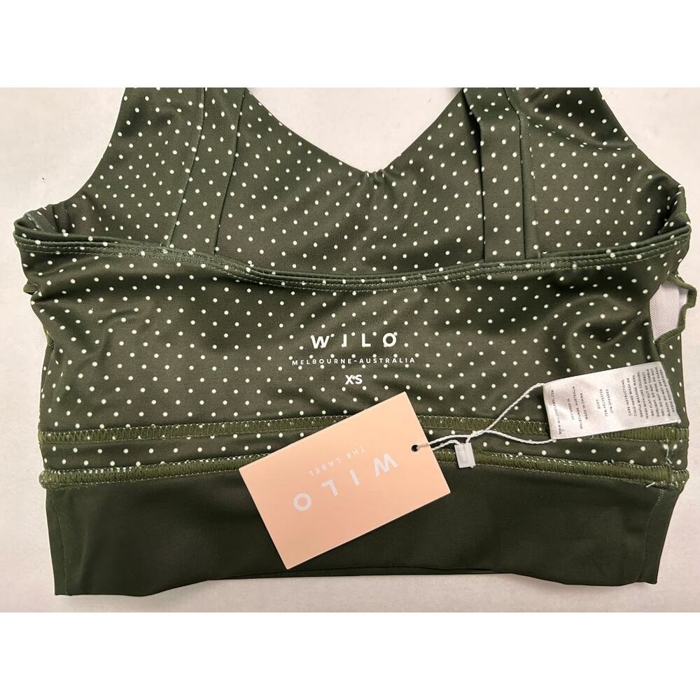 NWT WILO The Label Khaki Polka Dot Stripe Contour Athletic Sports Padded Bra-XS - Picture 7 of 11